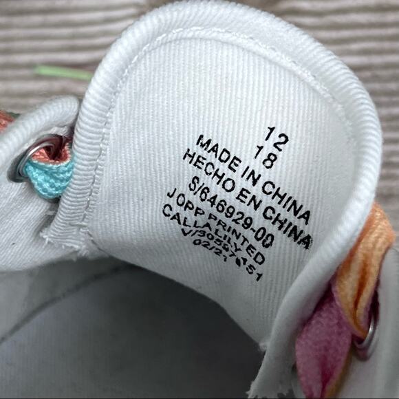 Old Navy Toddler Girls Canvas Slip On Calla Lily Sneakers Sz 12 - Picture 4 of 12